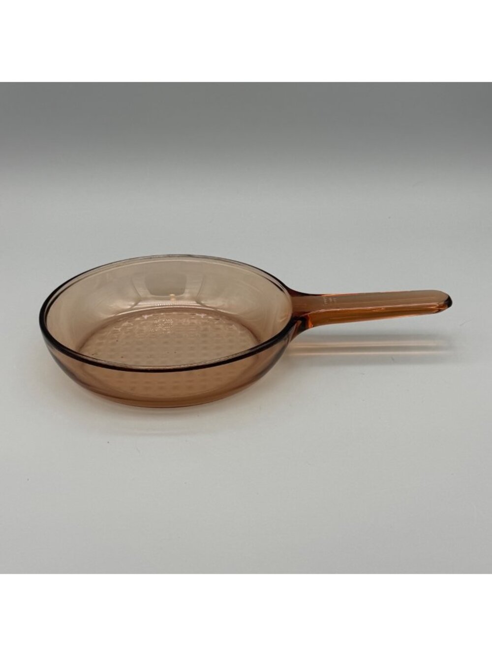 Vintage Corning Visions Amber Glass Skillet Fry Pan 7" Waffle Bottom Cookware